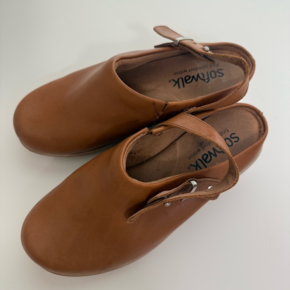 SoftWalk women sz 8.5 Brown Softwalk Marquette Clog Mules - Picture 2 of 11
